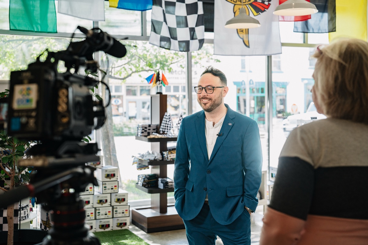 Michael Green being interviewed on camera