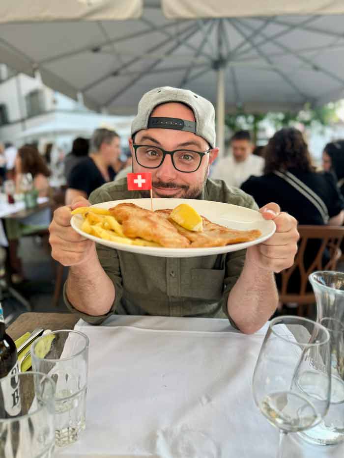 Michael Green with a Swiss flag